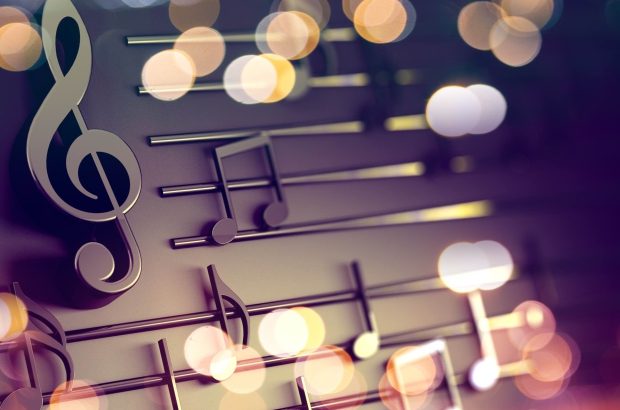 3d,Illustration,Of,Musical,Notes,And,Musical,Signs,Of,Abstract