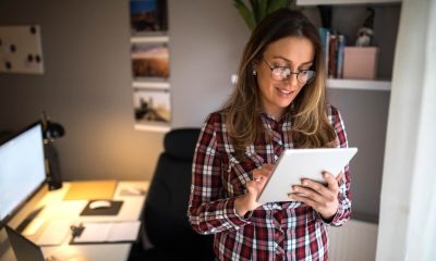 Working online on a tablet