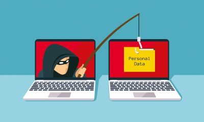 1708.m10.i311.n030.P.c25.612082820 Internet phishing and hacking attack vector flat concept. Email spoofing and personal information security background